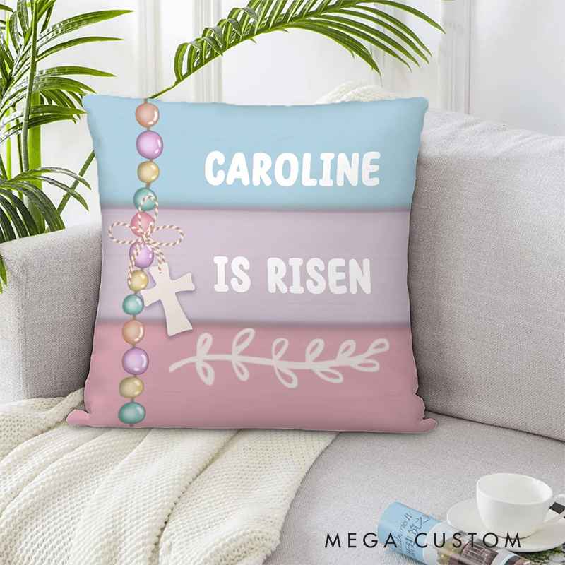 Personalized Easter Theme Cross Throw Pillow with Name Soft Home Decoration Religious Gift Easter Gift for Girls