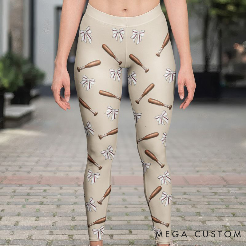 Personalized Baseball Stylish Design Leggings with Custom Name and Number for Her