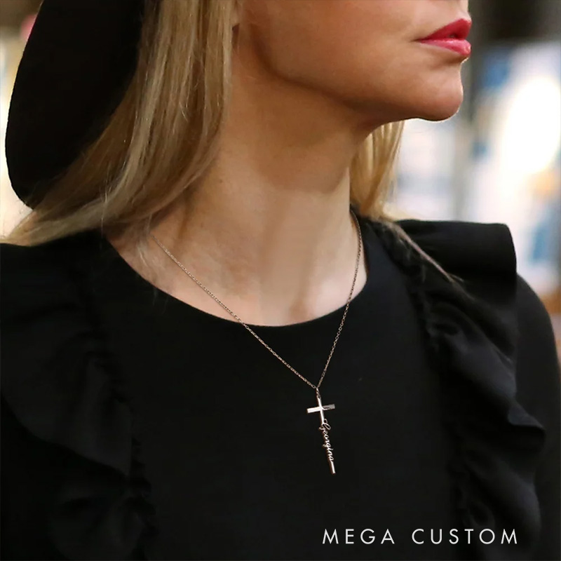 Personalized Cross Name Pendant Necklace Religious Jewelry Gift Christening Baptism Gift for Women Christian Gift