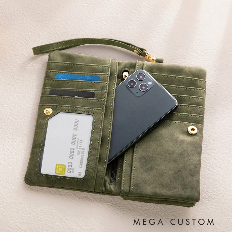 Personalized Cross Bible Verse Wristlet Tri-fold Leather Wallet with Name and Card Slots Birthday Baptism Gift for Christians Women