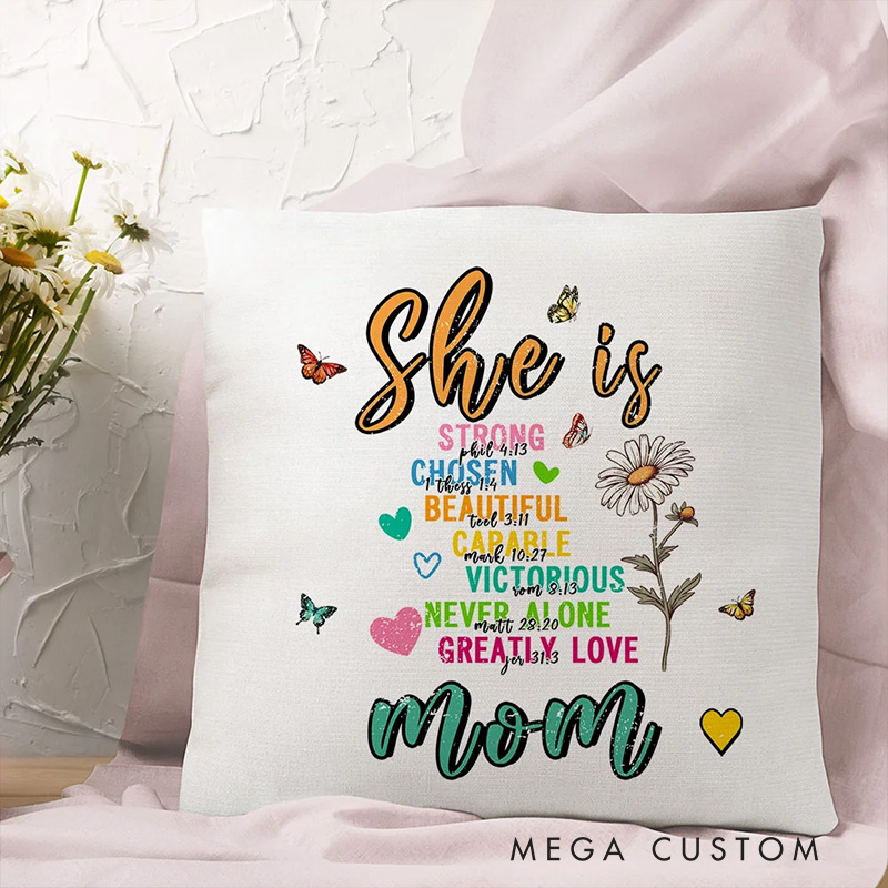 Personalized Bible Verse Heart Birth Flower Butterfly Throw Pillow with Nickname Home Decor Mother's Day Birthday Gift for Women