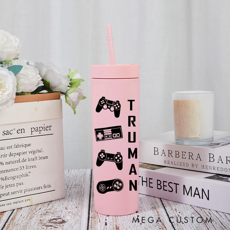 Personalised Retro Gaming Controllers Tumbler Game Enthusiasts Gift Geek Nerd