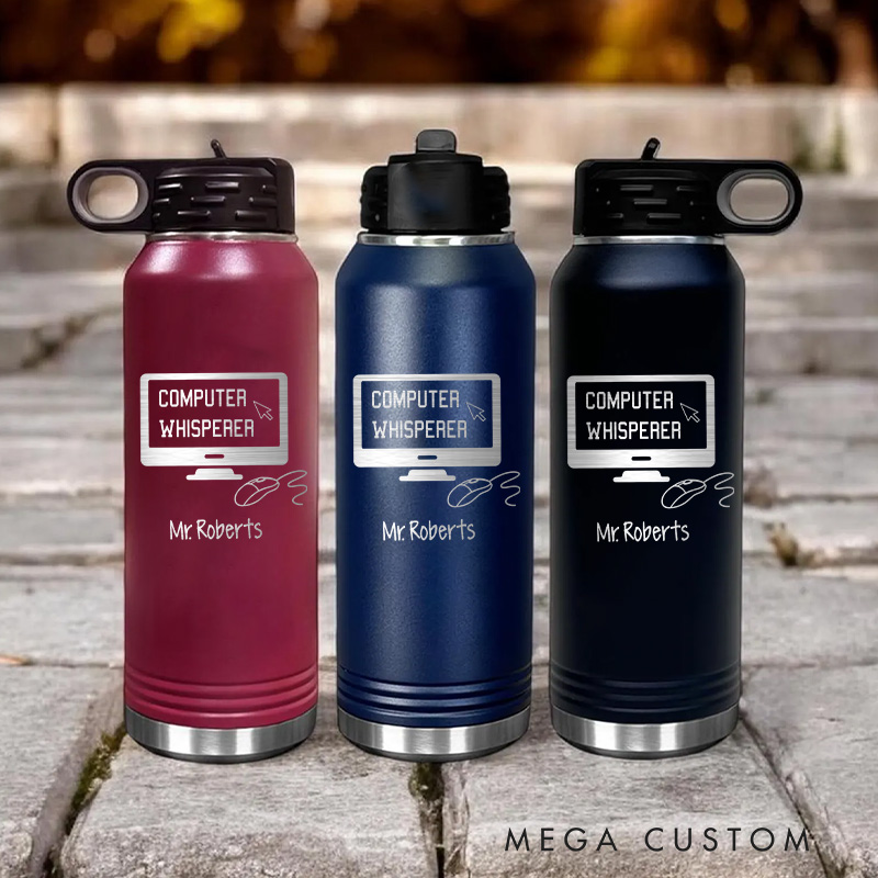 Personalized Computer Whisperer Water Bottles Technology Computer Programmer Lover Water Bottles Gift for Geek