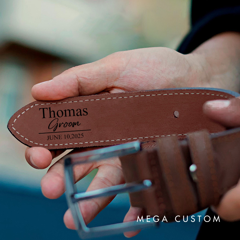 Personalized Engraved Leather Belt for Groom Groomsman Vintage Belt Anniversary Gift for Husband Boyfriend