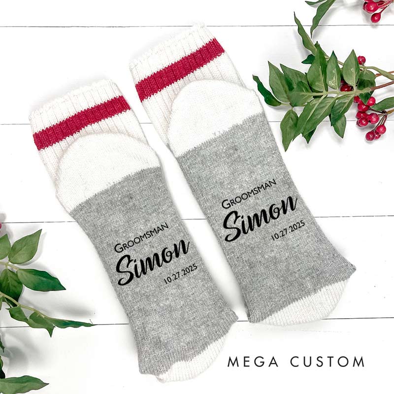 Personalized Groom Wedding Party Socks Groomsman Best Man Gift Socks