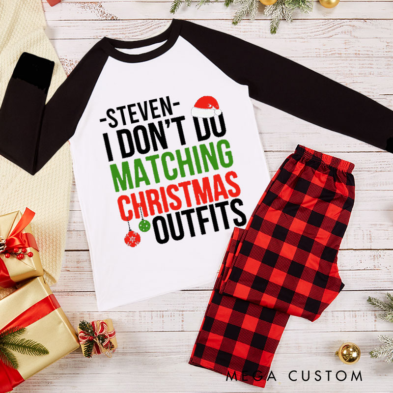 Personalized Couple I Don't Do Matching Christmas Outfits But I do Xmas Pajamas Christmas Matching Pjs for Husband Wife Boyfriend Girlfriend