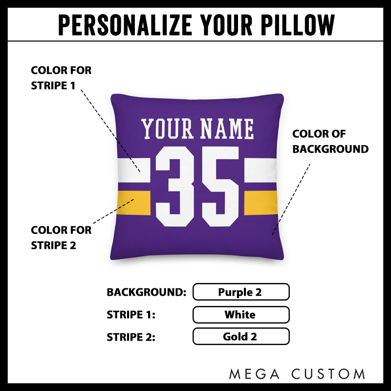 Personalized American Football and Rugby Team Design Throw Pillow with Custom Name and Number