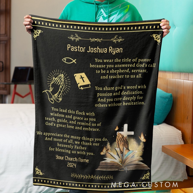 Personalized Pastor we Appreciate you Soft Throw Blanket with Name and Year Home Decor Personalized Gift for Pastors on Pastor Appreciation Month