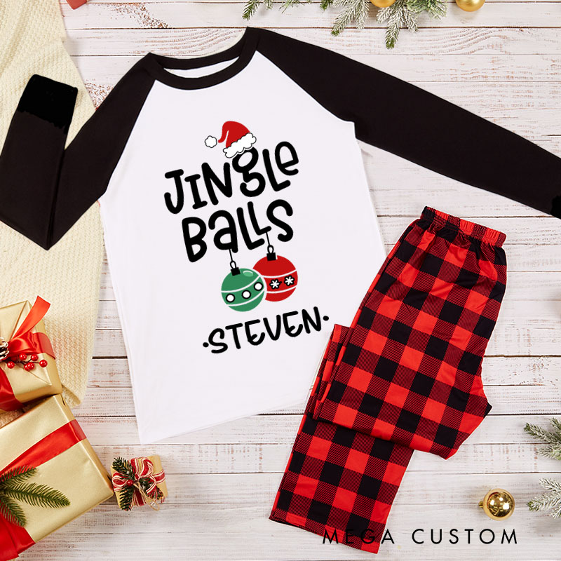 Personalized Couple Jingle Balls and Tinsel Tits Xmas Matching Pajamas Christmas Matching Pjs for Husband Wife Boyfriend Girlfriend