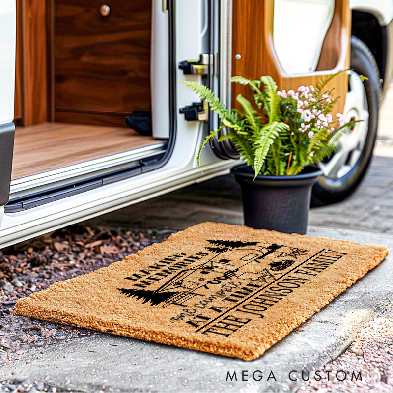 Personalized Family's Outdoor Doormat Making Memories One Campsite at a Time Doormat for Hiking Traveling Lovers Gift 