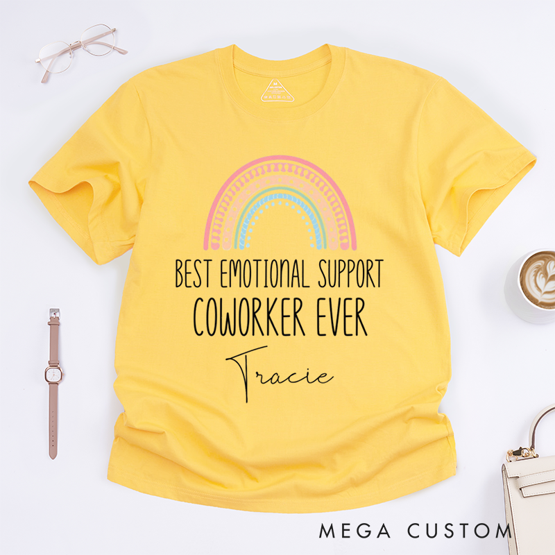 Personalized "Best Emotional Support Coworker Ever" T-Shirt – Custom Rainbow Design Gift