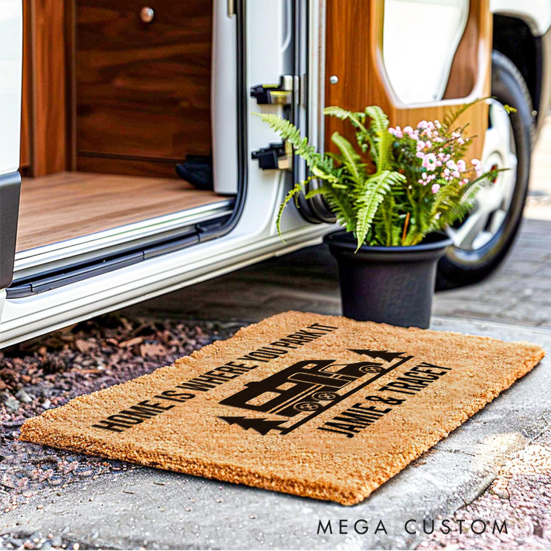 Personalized RV Adventures Outdoor Enthusiasts Doormat Family Door Mat for Hiking Traveling Lovers Gift  