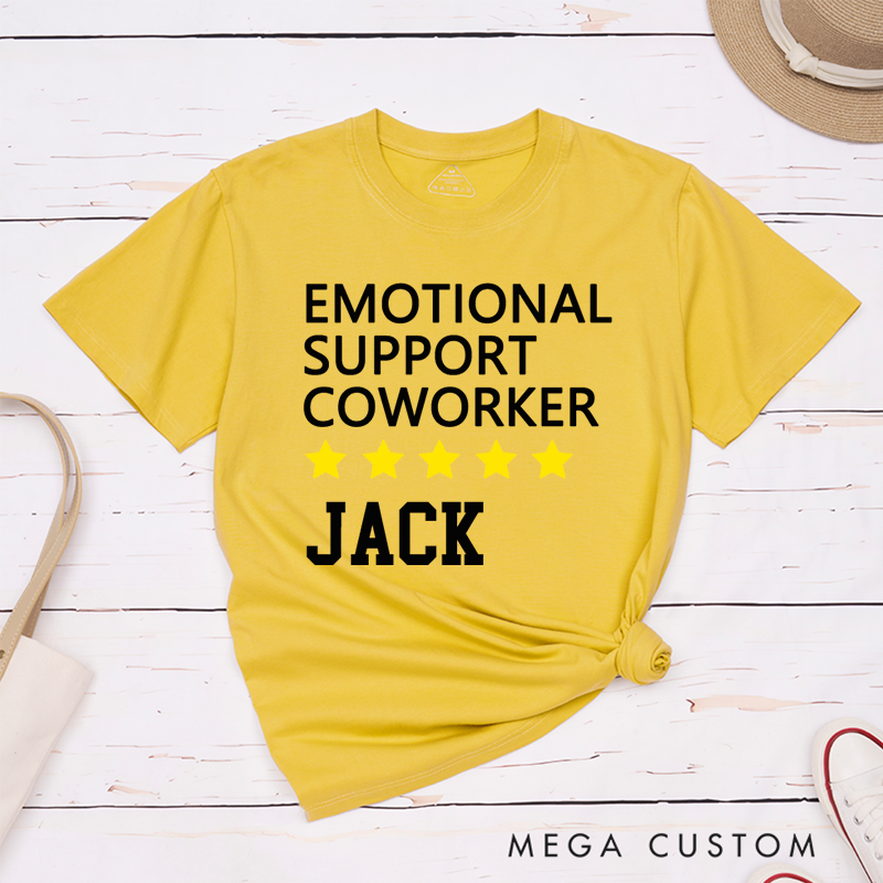 Personalized "Emotional Support Coworker" T-Shirt – Custom 5-Star Design Gift
