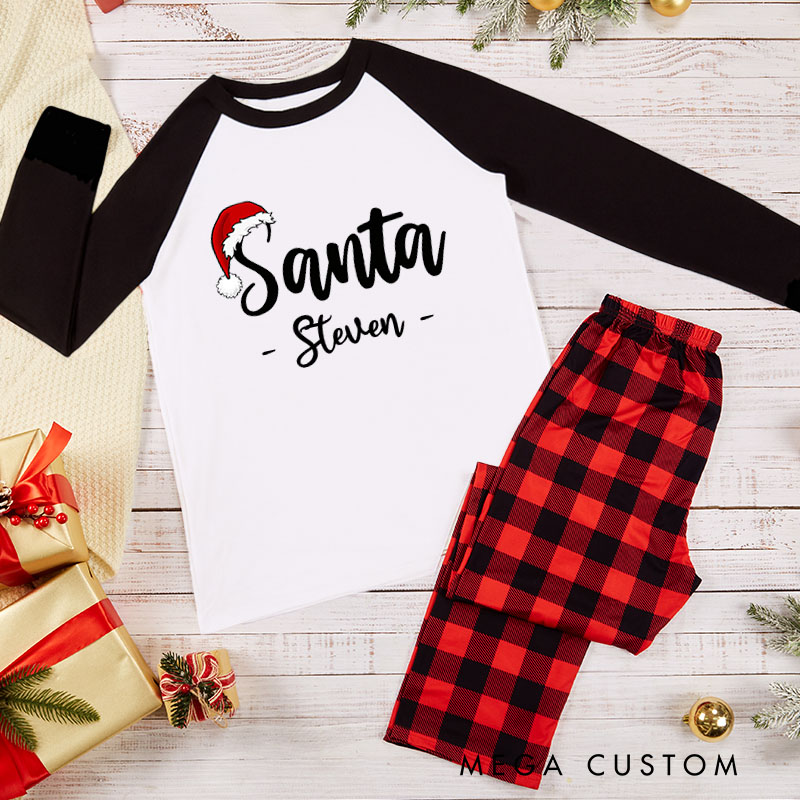 Personalized Couple Santa and I Put Out For Santa Xmas Pajamas Christmas with Name Christmas Matching Pjs for Husband Wife Boyfriend Girlfriend