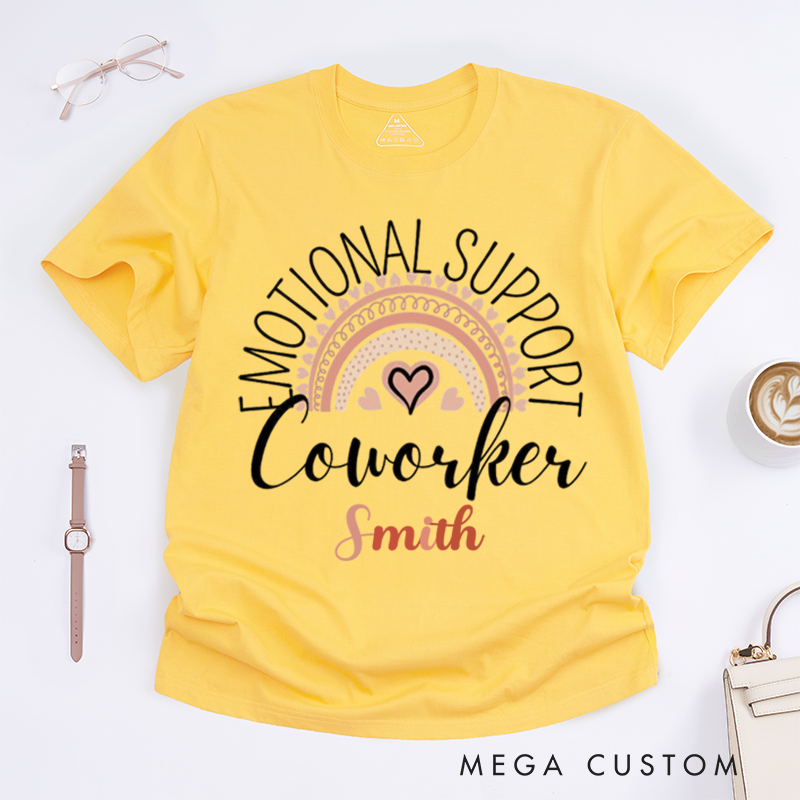 Personalized "Emotional Support Coworker" T-Shirt – Custom Rainbow Design T-Shirt