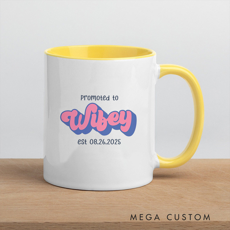 Personalized Promoted to Hubby & Wifey Mugs Humors Coffee Mug for Couple Husband Wife Coffee Cup Newlywed Anniversary Cup