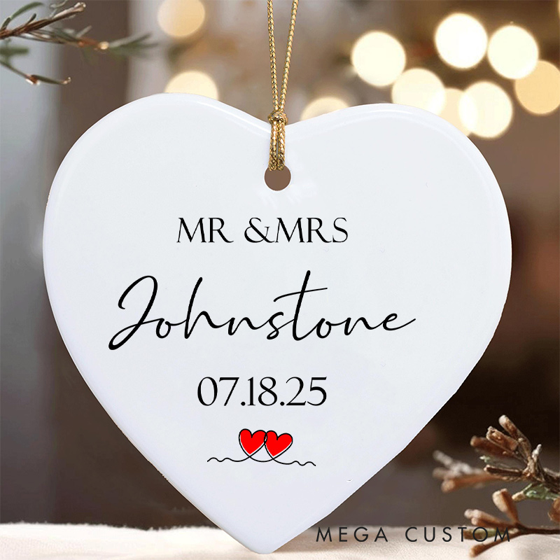 Personalized Mr and Mrs Wedding Ornament Couple Anniversary Ornament With Name Anniversary Christmas Ornament