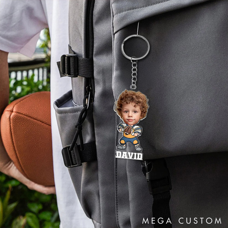 Personalized American Football and Rugby Ornament with Custom Photo and Name Design  