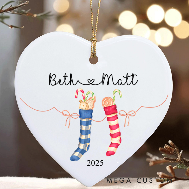 Personalized Christmas Stockings Ornament Xmas Stockings Ornament for Couple with Name Couple Home Decor Ornament