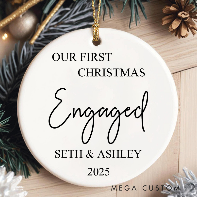 Personalized Our First Christmas Engaged Ornament Couple Engagement Xmas Ornament for Couple Home Decor Ornament