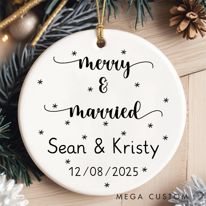 Personalized Merry and Married Christmas Ornament Couple Married Merry Christmas Ornament for Husband Wife Family Xmas Decor Ornament