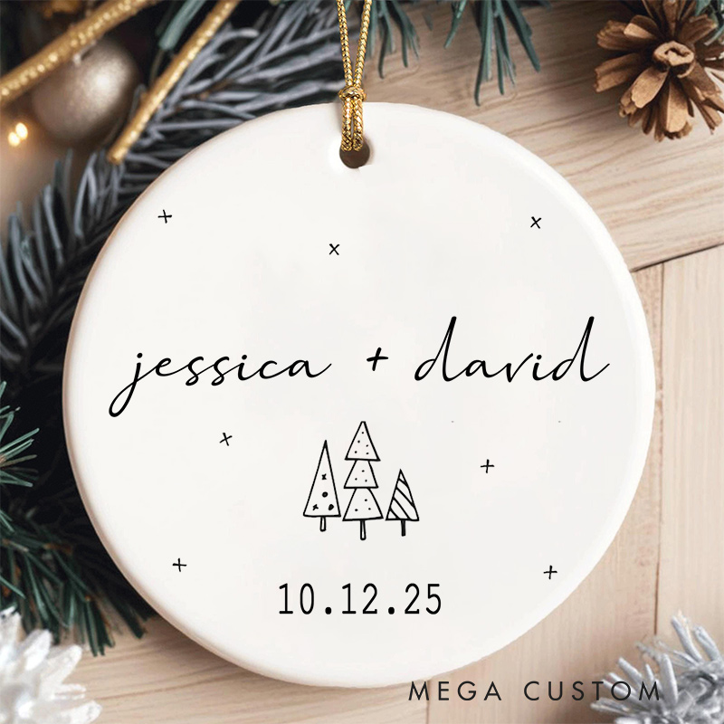 Personalized Minimalist Christmas Ornament Couple Merry Christmas Ornament for Him Her Husband Wife Xmas Decor Ornament