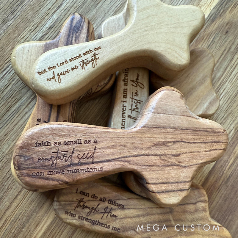 Personalized Scripture Olive Wood Pocket Cross Prayer Wooden Decoration Prayer Comfort Hand Holding Cross Gift Religious Gift Christian Gift 