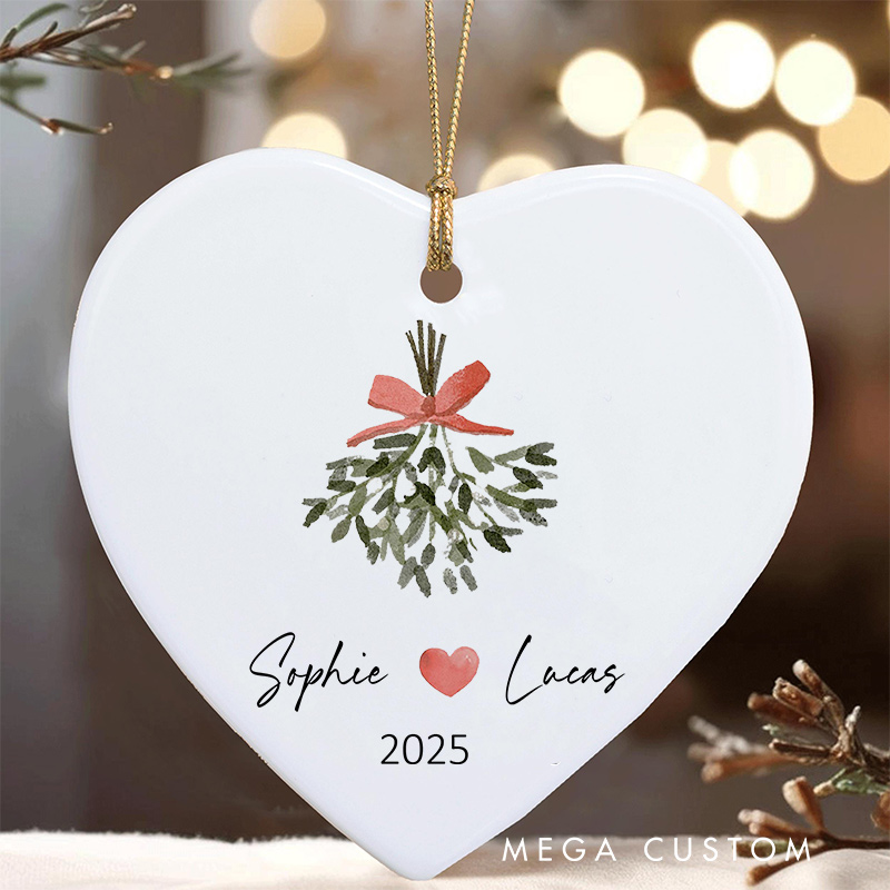 Personalized Mistletoe Christmas Ornament Couple Christmas Ornament for Him Her Husband Wife Xmas Decor Ornament