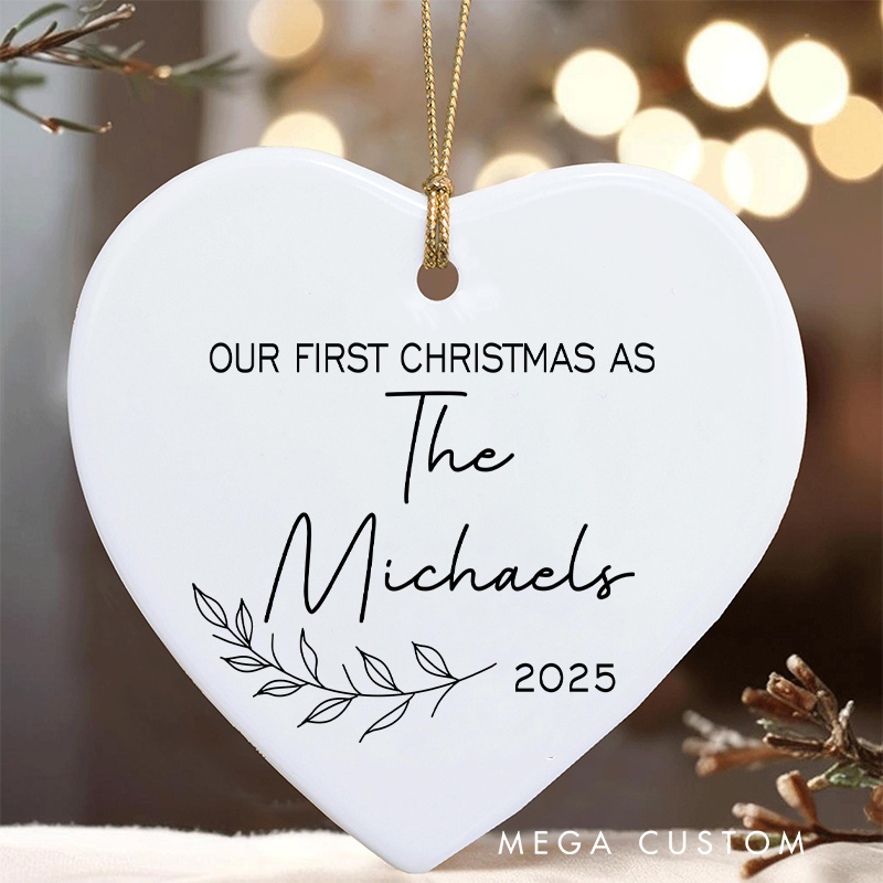 Personalized Our First Christmas as The Family Ornament Couple Christmas Ornament for Husband Wife Xmas Decor Ornament