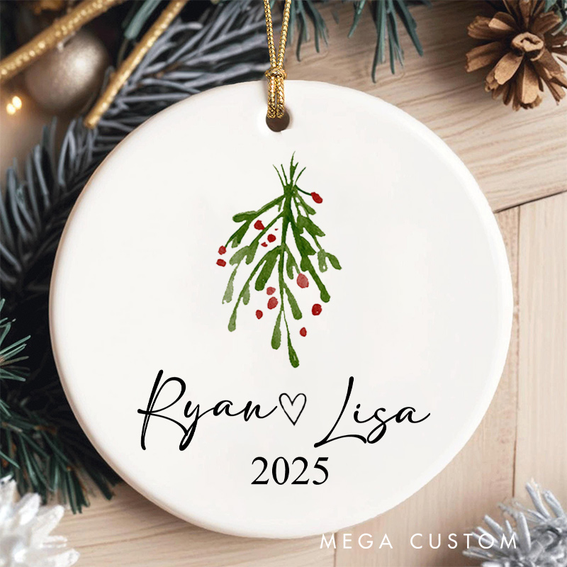 Personalized Mistletoe Christmas Ornament for Couple Christmas Ornament for Him Her Husband Wife Xmas Decor Ornament