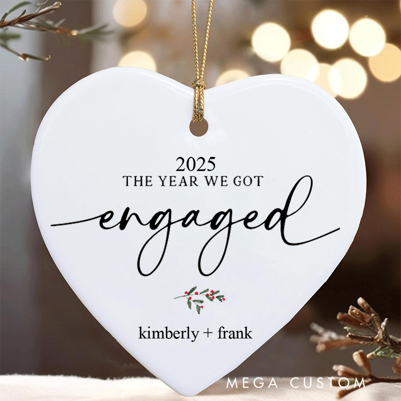 Personalized The Year We Got Engaged Christmas Ornament Couple Engagement Christmas Ornament for Him Her