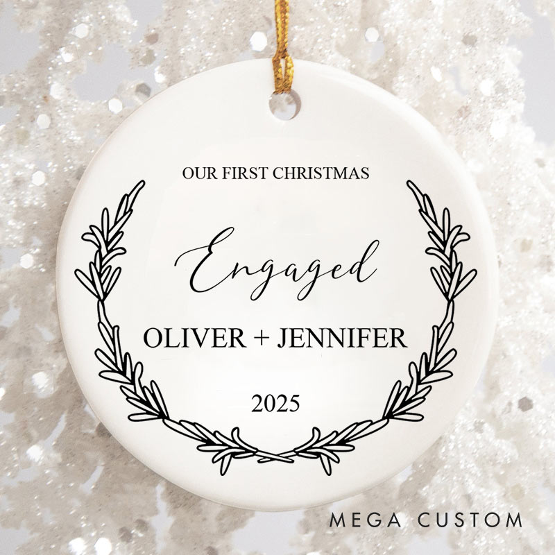 Personalized Our First Christmas Engaged Ornament Couple Engagement Christmas Ornament for Him Her Xmas Decor Ornament
