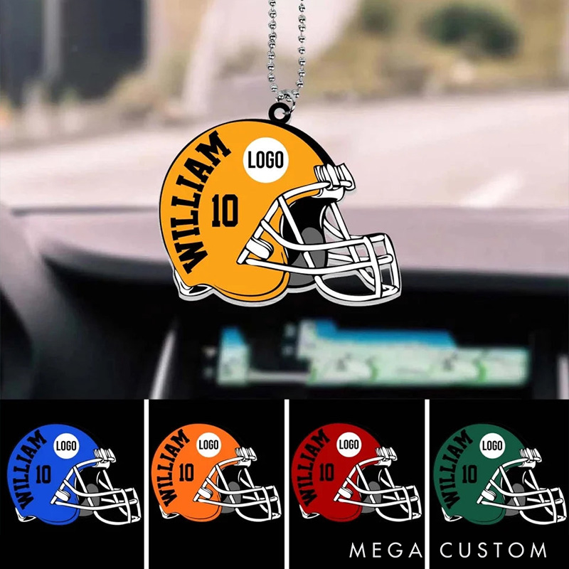 Personalized American Football Ornament with Customizable Name and Number for Sports Fans and Unique Decorations