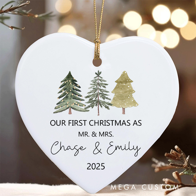 Personalized First Christmas as Mr and Mrs Ornament with Tree Couple Christmas Ornament for Husband Wife Xmas Decor Ornament