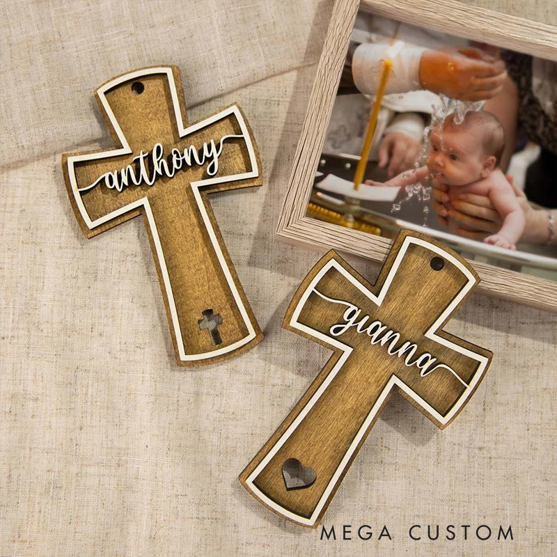 Personalized Wooden Christian Cross for Baptism Religious Cross Gift Best Gift for Home Decor