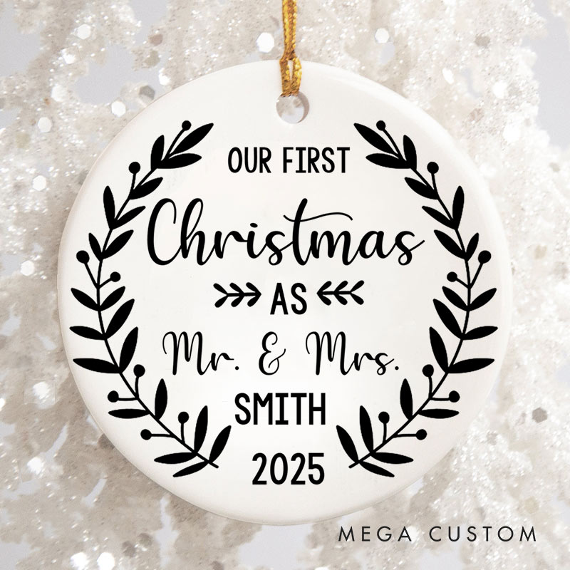 Personalized Our First Christmas as Mr and Mrs Ornament Couple Christmas Ornament for Him Her Husband Wife Xmas Decor Ornament