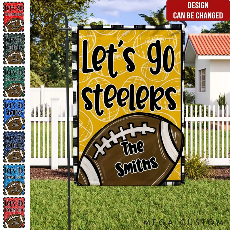 Personalized American Football and Rugby Garden Flag with Custom Your Team Name and Text