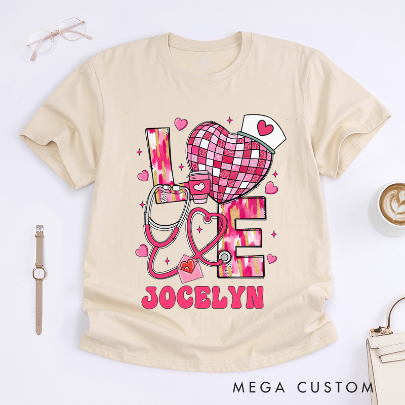 Personalized Nurse T-Shirts Love for Nursing Fashion Design T-Shirts