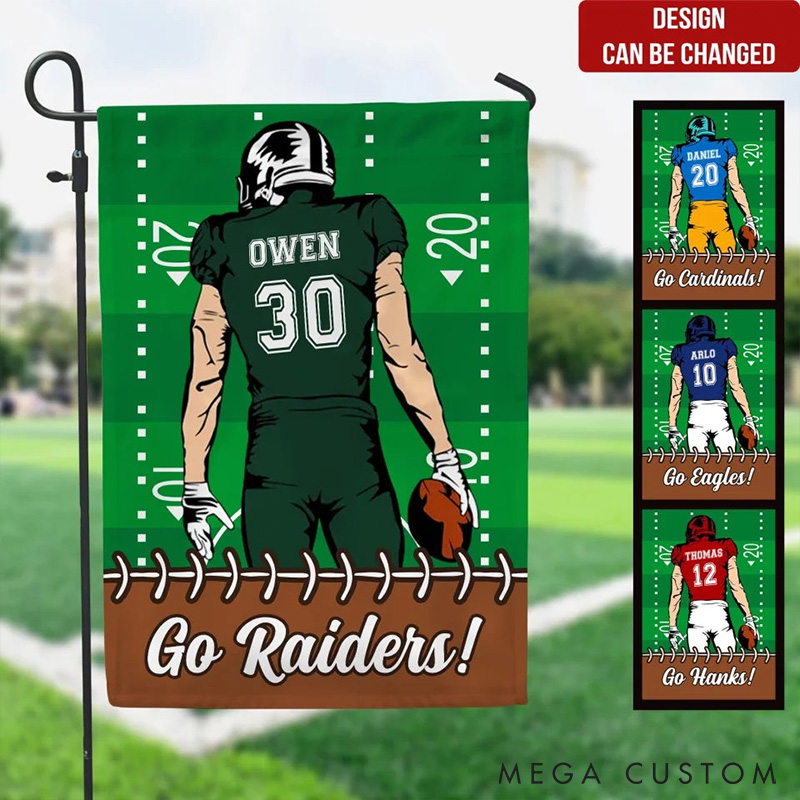 Personalized American Football Garden Flag with Custom Your Name and Number