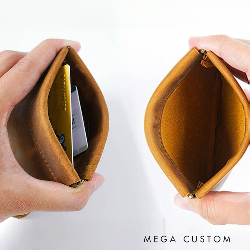 Personalized Leather Rosary Pouch with Name Squeeze Frame Pocket Case Birthday Gift for Christians