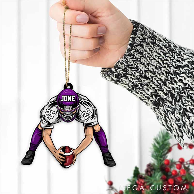 Personalized American Football Design Ornament with Custom Player Name and Number
