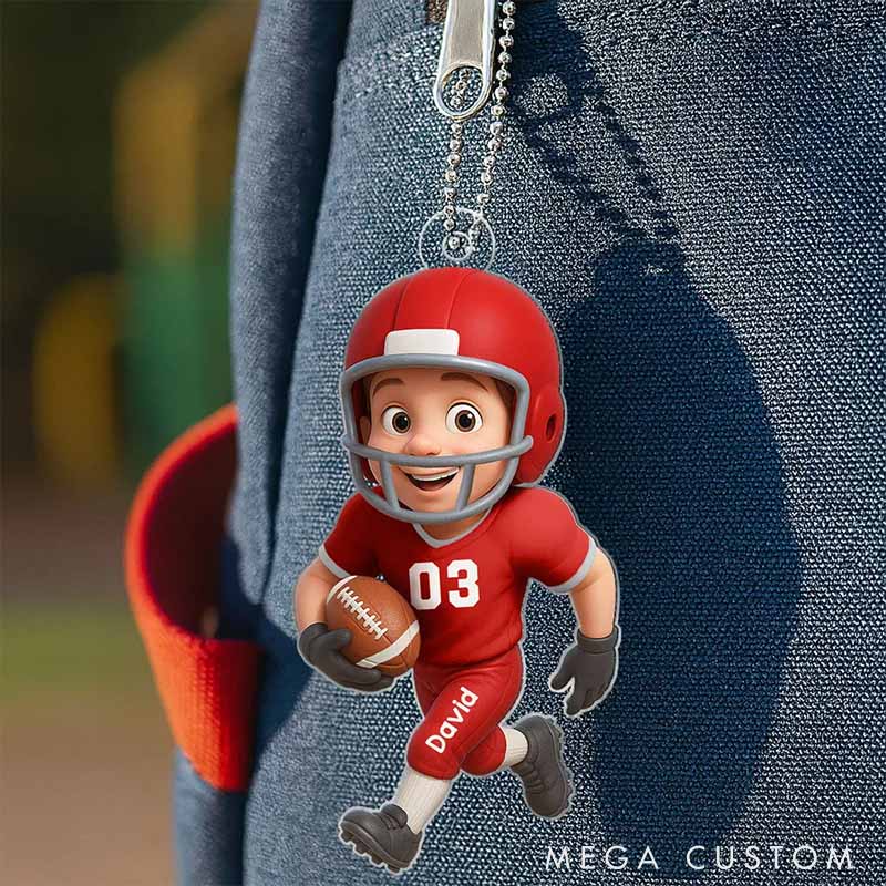Personalized American Football Design Ornament with Custom Player Name and Number for Christmas Gift