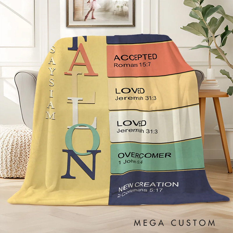 Personalized God Says i am Name Meaning on Bible Verse Colorful Soft Throw Blanket Religious Gift for Christians
