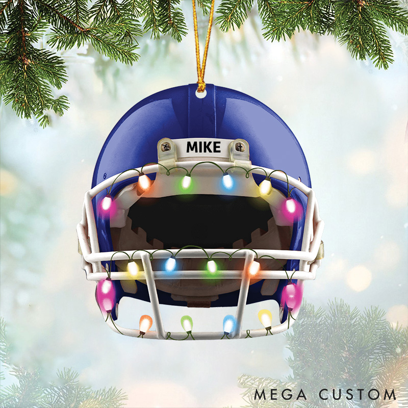Personalized American Football Helmet Design Ornament with Custom Player Name for Christmas Gift