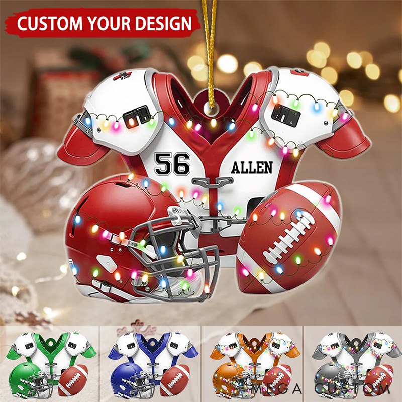 Personalized American Football Gear Design Ornament with Custom Player Name and Number