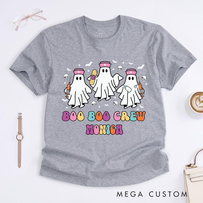 Personalized Nurse T-Shirts Boo Boo Crew Halloween Fashion Design T-Shirts Nurse Halloween Gifts