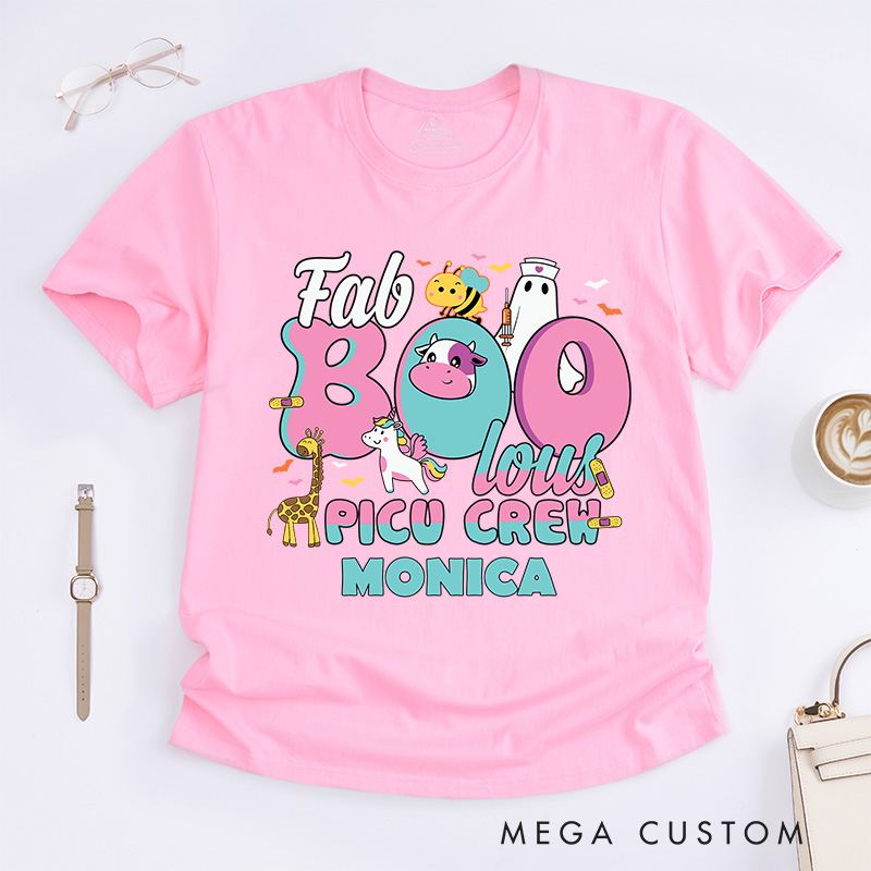 Personalized Nurse T-Shirts Fab Boo Lous PICU Crew Halloween Fashion Design T-Shirts Nurse Halloween Gifts