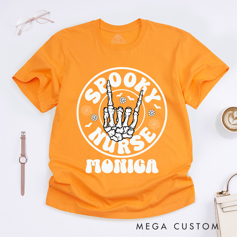 Personalized Nurse T-Shirts Spooky Nurse Halloween Fashion Design T-Shirts Nurse Halloween Gifts