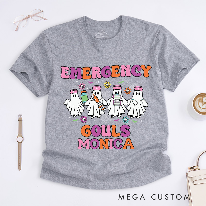 Personalized Nurse T-Shirts Emergency Ghouls Fashion Design T-Shirts Nurse Halloween Gifts