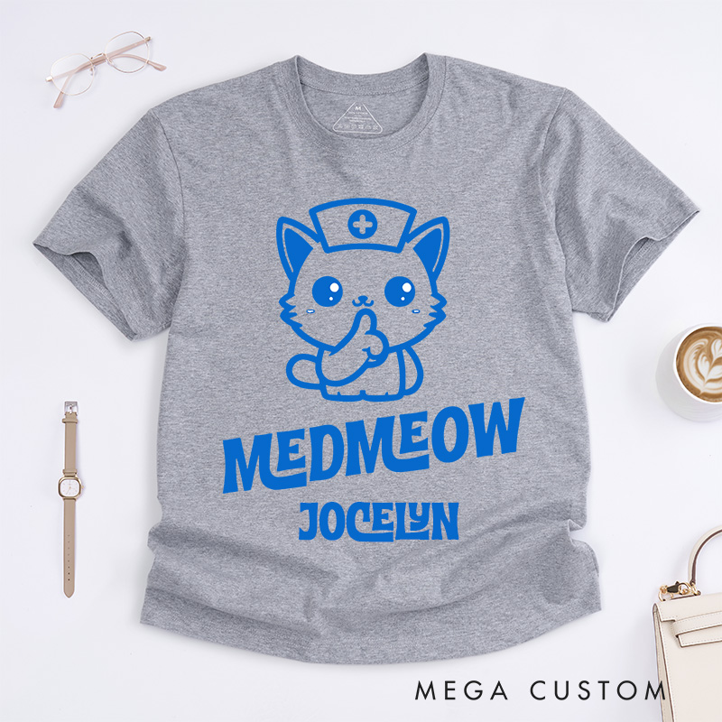 Personalized Nurse T-Shirts MedMeow Nurse Cat Fashion Design T-Shirts
